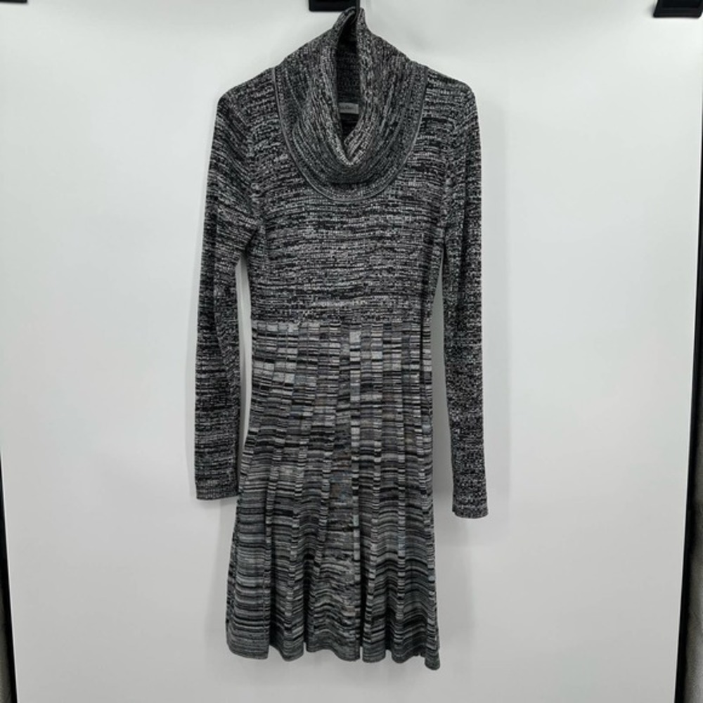 Calvin Klein size Medium‎ gray black turtleneck sweater dress long sleeve